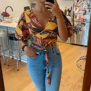 FARM RIO MULTI BANANA BLOUSE - Medium - Like New